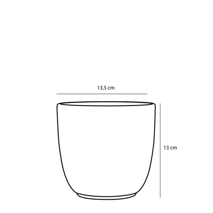 Tusca round white pot, 13cm height x 13.5cm diameter, minimalist design – available at Keans Claremorris