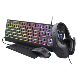 Trust GXT 792 Quadrox 4-in-1 gaming bundle with headset, RGB keyboard, adjustable DPI mouse, and mousepad – Keans Claremorris