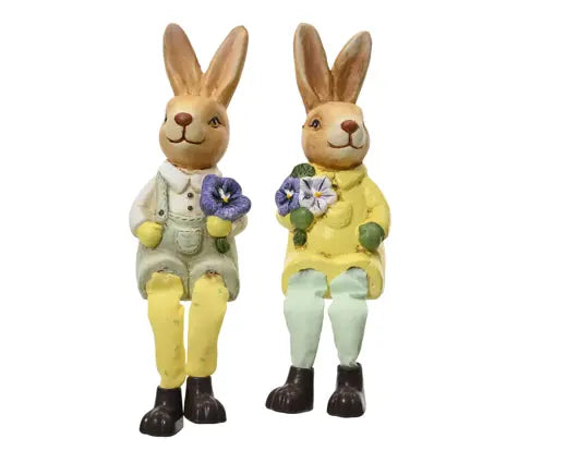 Small Terracotta Easter Bunny Décor 15cm with dangling legs