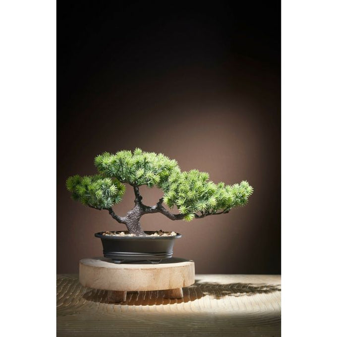 Artificial green bonsai tree in pot, 33x13x21cm, decorative plant by Keans Claremorris