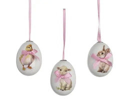 Glossy Easter Eggs with Pink Bow 6cm – Bag of 6