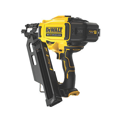 DeWalt DCN930N XR 18V bare framing nailer angled left on white background