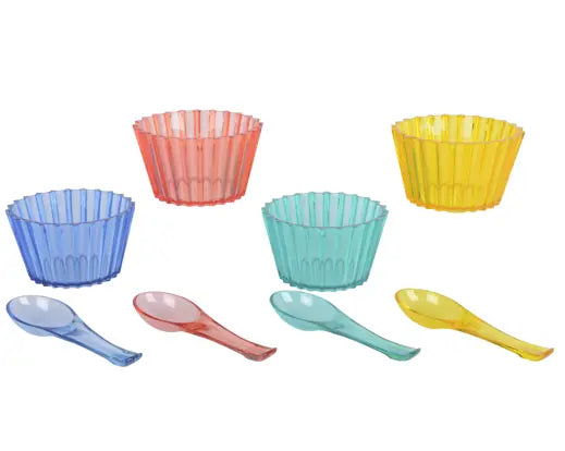 Decorative Stripe Pattern Bowls – 8-Piece Set - Image 2