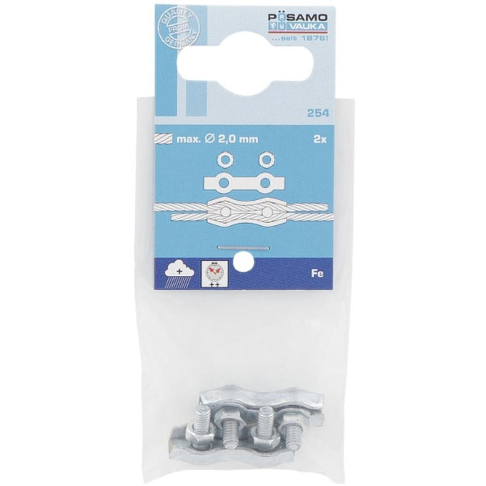 Posamo Duplex Wire Rope Clip 2mm Zinc Plated, 2-pack, durable wire rope fastening – Keans Claremorris