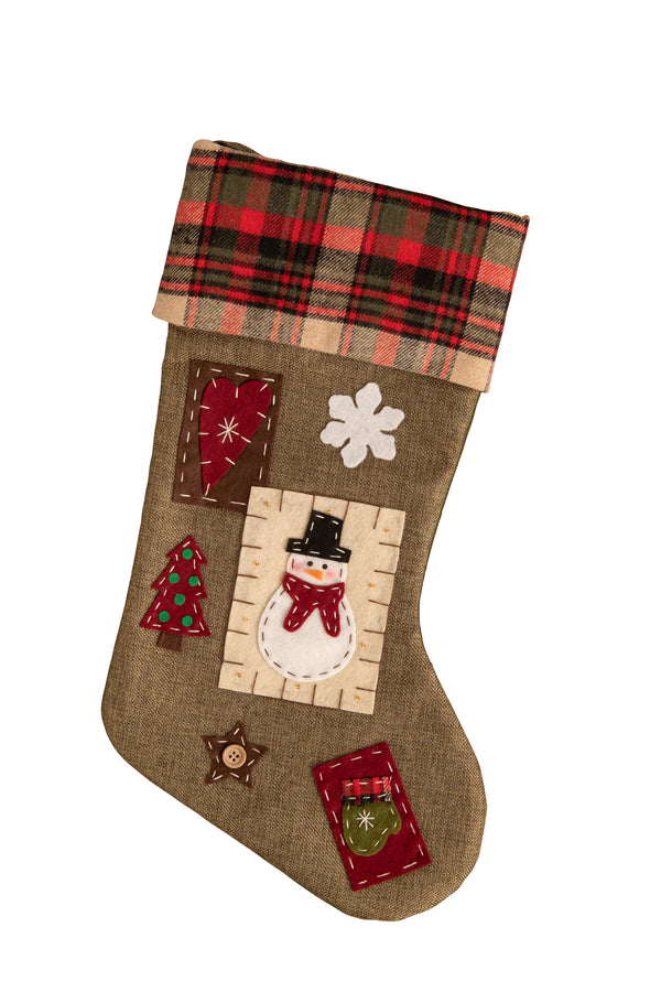 Belleek Living Natural Applique Christmas Stocking, 50cm polyester festive decor, available at Keans Claremorris.