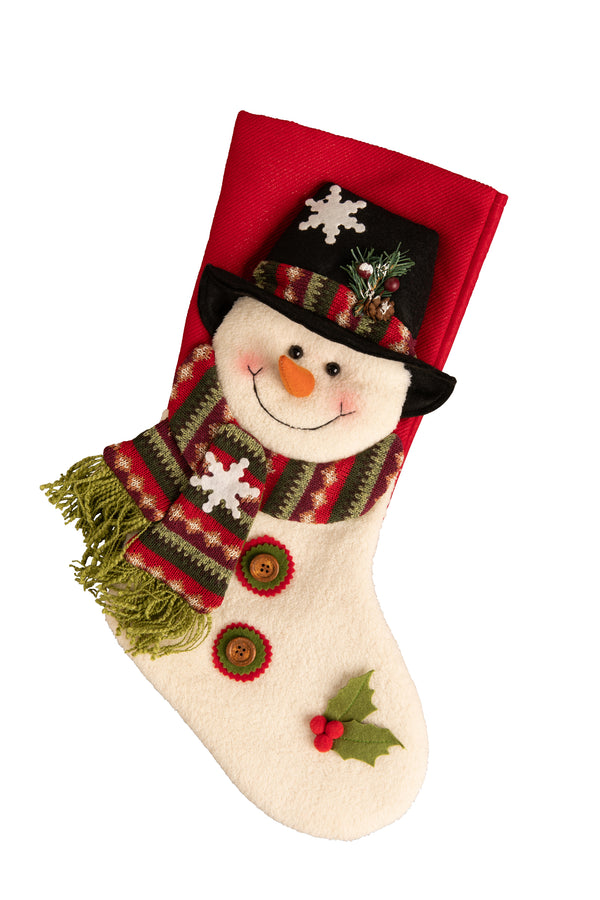 Belleek Living Top Hat Snowman Stocking, 50cm polyester Christmas decoration, available at Keans Claremorris
