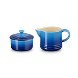 Le Creuset Azure Stoneware Milk & Sugar Set, scratch-resistant, dishwasher safe, 350ml milk jug, 300ml sugar bowl – Keans