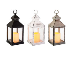 LED Lantern – Square  Ass Indoor Use L.11cm x W.11cm x H.22.5cm Battery Operated