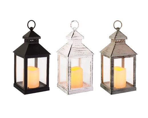 LED Lantern – Square  Ass Indoor Use L.11cm x W.11cm x H.22.5cm Battery Operated - Image 1