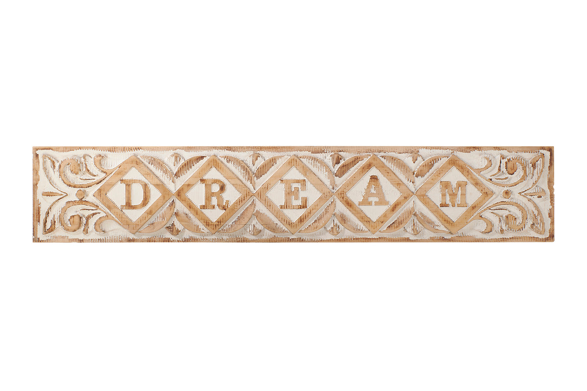 Natural Dream Plaque with rustic wood design, inspirational decor by Keans Claremorris, perfect for home or office display.