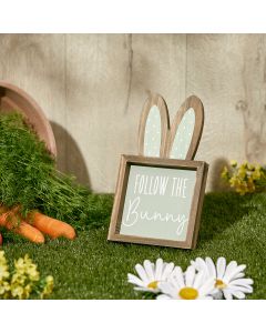 Green wooden Bunny Ear Easel Plaque 12x2x21cm decorative sign by Keans Claremorris