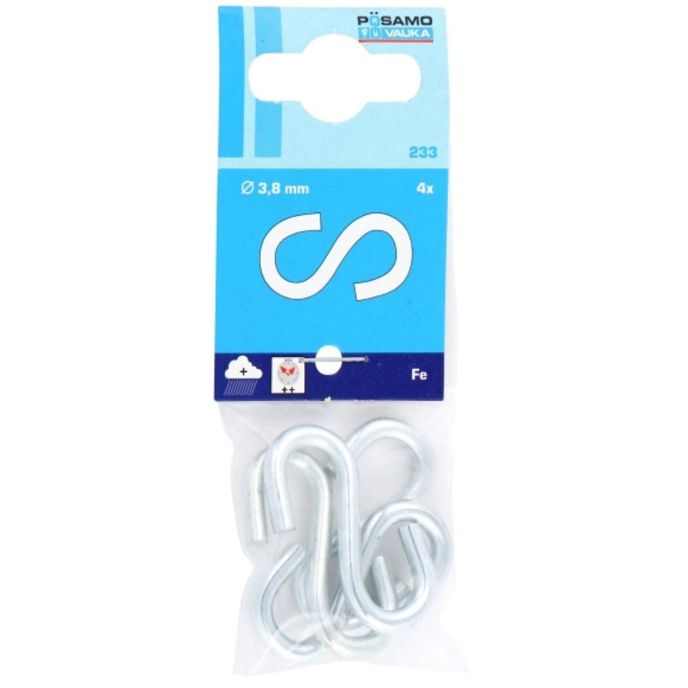 Posamo 6x60mm zinc plated steel S-hook, symmetrical with open ends, 2-pack for versatile hanging – Keans Claremorris.