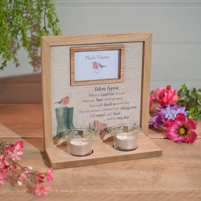 Robins Appear When Loved Ones Are Near Wood Framed Double Te 22x9x23.5cm - Image 2