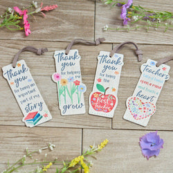 Teacher Floral Wood Bookmark Set of 4 Assorted Designs – Durable, Stylish Bookmarks | Keans Claremorris