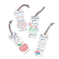Teacher Floral Wood Bookmark with 4 designs, thoughtful gift for teachers, 6.3x15cm, by Keans Claremorris
