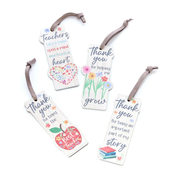 Teacher Floral Wood Bookmark with 4 designs, thoughtful gift for teachers, 6.3x15cm, by Keans Claremorris