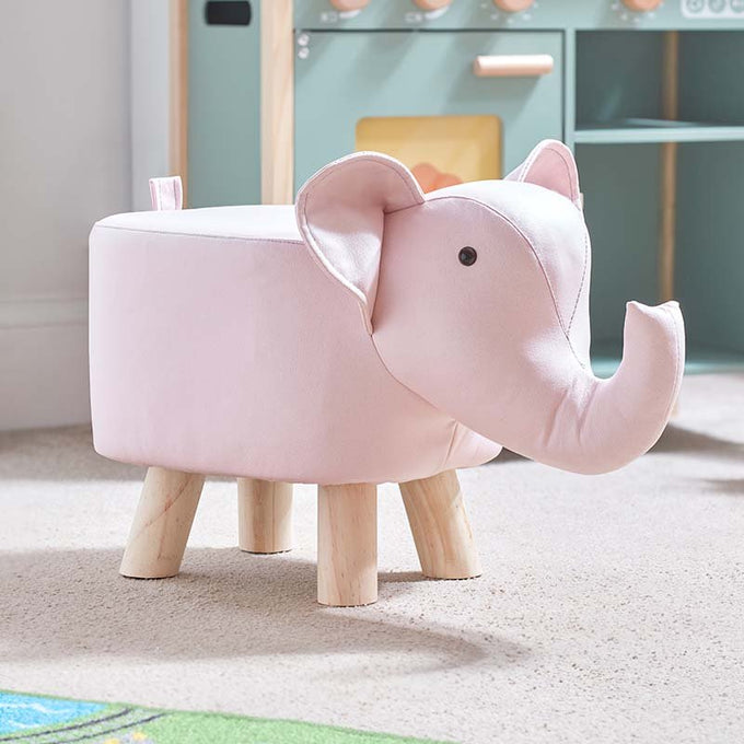 Elephant Footstool - Pink - Image 1