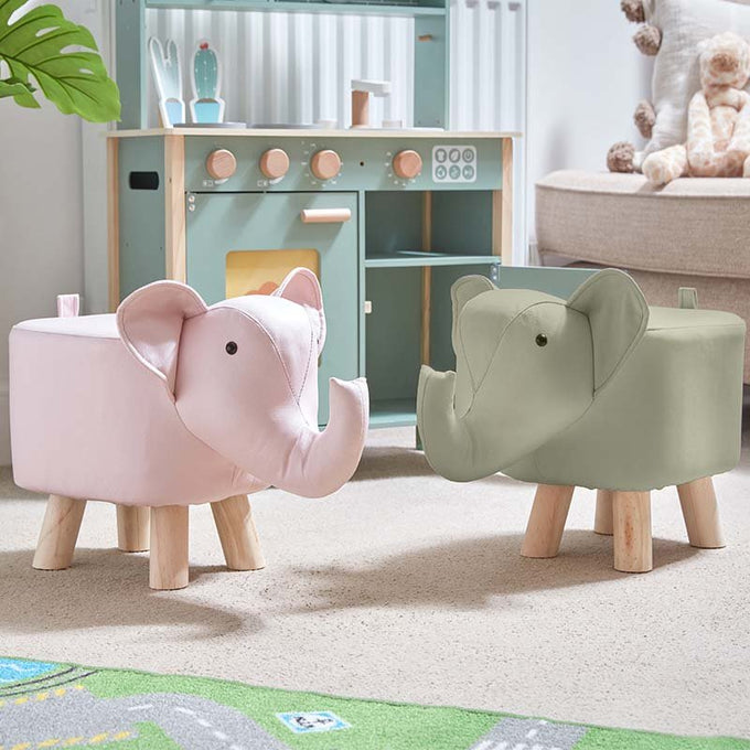 Elephant Footstool - Sage - Image 1