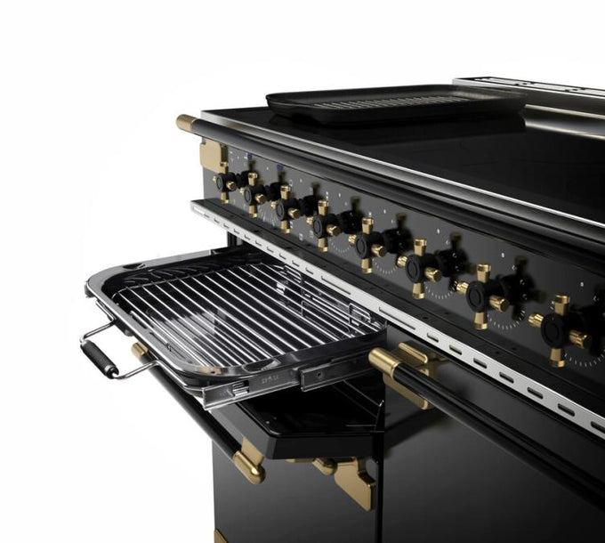 Rangemaster Elise 110cm Dual Fuel Black Edition Antique Brass Trim - Image 2