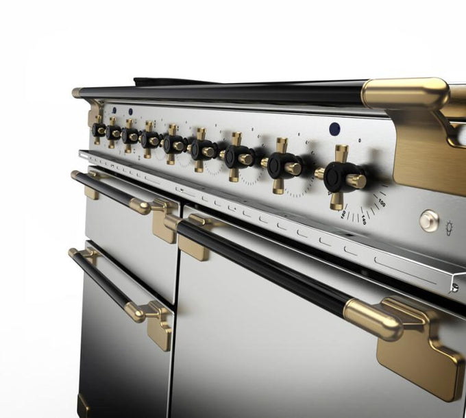 Rangemaster Elise 110cm Dual Fuel Black Edition Antique Brass Trim - Image 8