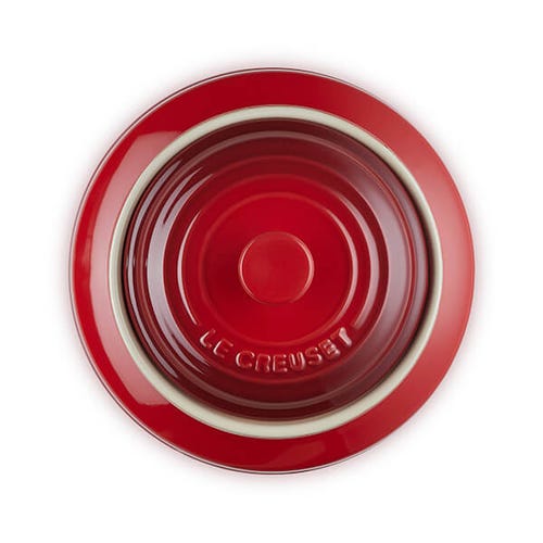 Le Creuset Cerise 2.4L Stoneware Biscuit Jar in vibrant red, durable and stylish - available at Keans Claremorris.