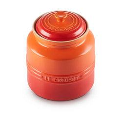 Le Creuset Volcanic Stoneware Biscuit Jar with airtight lid, durable design – available at Keans Claremorris.