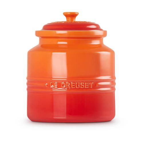 Le Creuset Volcanic Stoneware Biscuit Jar in black, durable and stylish storage - available at Keans Claremorris.