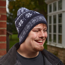 Festive Fairisle Luxury Beanie - Navy