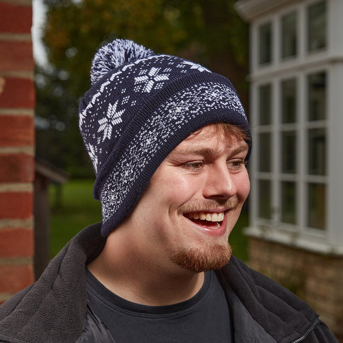 Festive Fairisle Luxury Beanie - Navy - Image 2