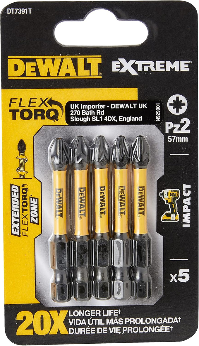 DeWalt Extreme Impact Torsion Bits PZ2 x 50mm (Pack 5) - Image 2