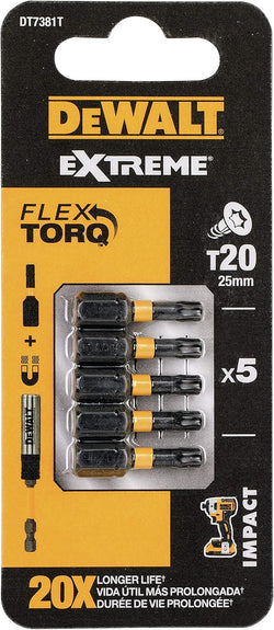 DeWalt Impact Torsion Bits TX20 x 25mm (Pack 5)