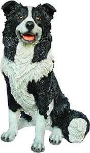 Realistic sitting sheepdog ornament, hand finished, frost resistant, UV stabilized resin, indoor/outdoor use – Keans