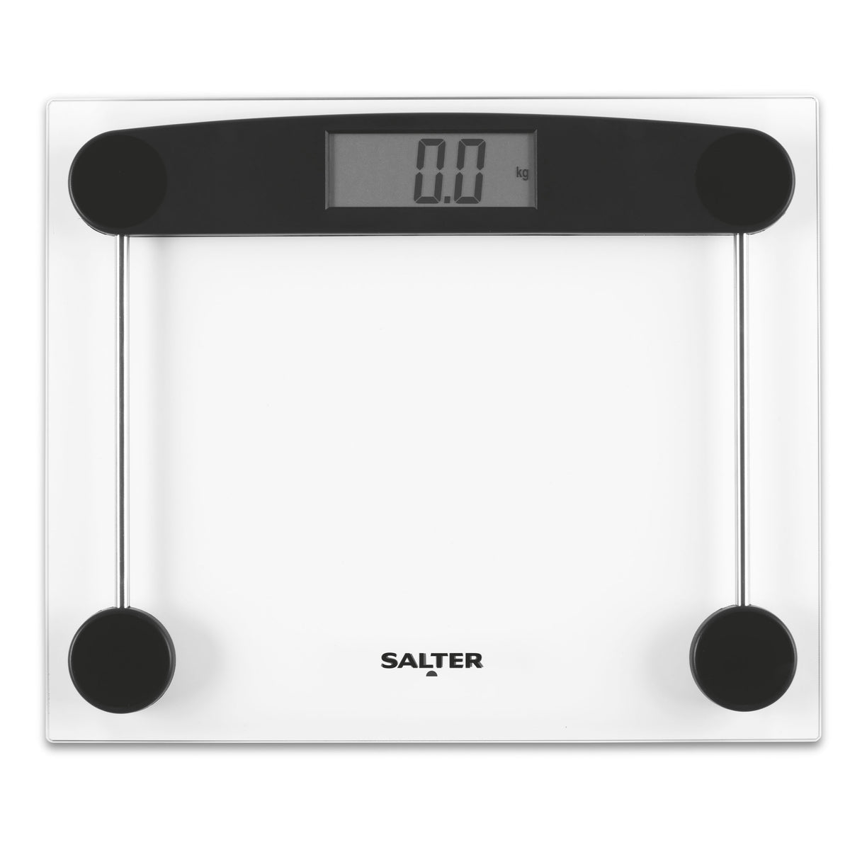 Salter Electronic Compact Bathroom Scale with clear digital display on black glass platform