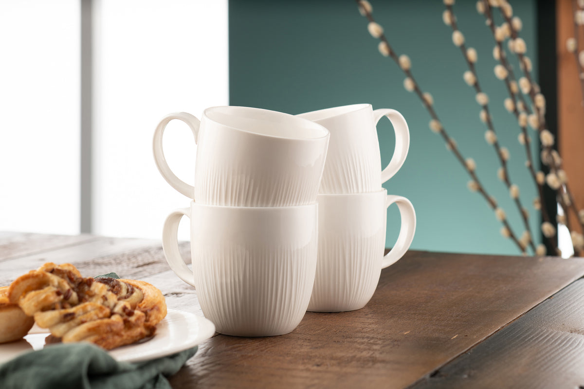Belleek Living Erne Mug Set of 4, elegant ceramic mugs, perfect for tea or coffee, available at Keans Claremorris.