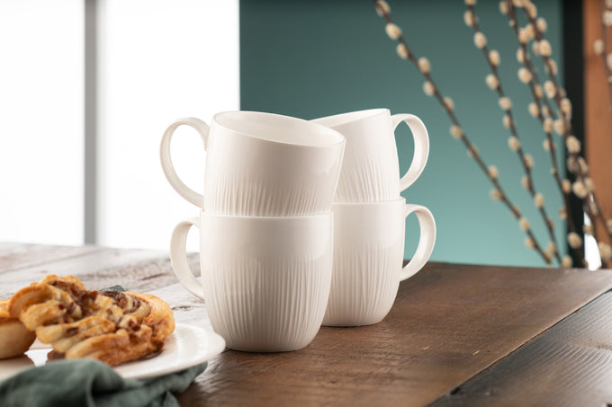 Belleek Living Erne Mug Set of 4, elegant ceramic mugs, perfect for tea or coffee, available at Keans Claremorris.