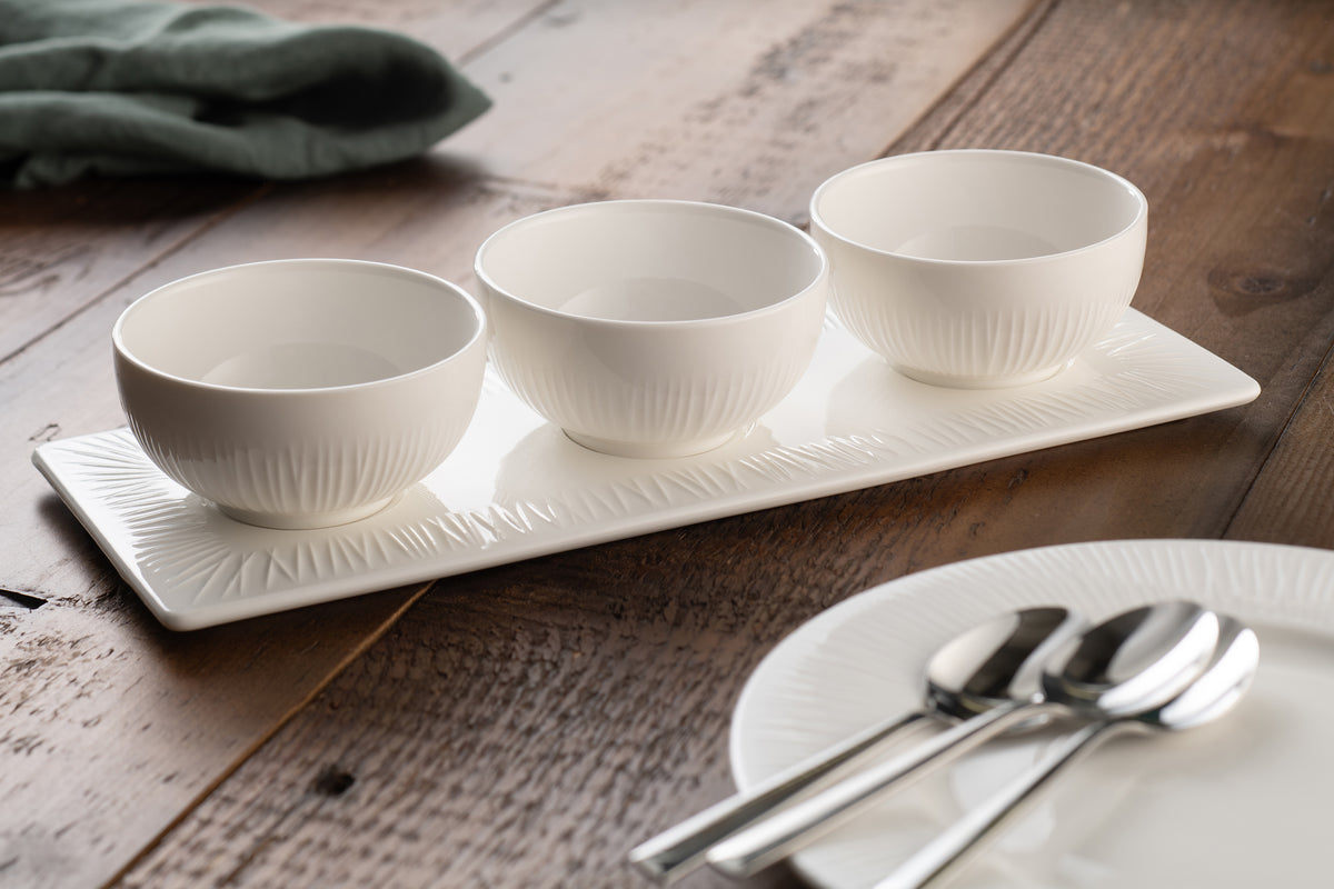 Belleek Living Erne Triple Bowl Set - elegant ceramic serving bowls, perfect for dining, available at Keans Claremorris.