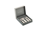 Belleek Living Erne 4-piece cheese knife set with porcelain handles, stainless steel blades, dishwasher safe, at Kean’s