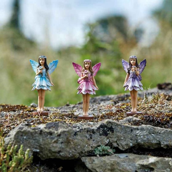 Forest Fairies garden decoration, colorful weather-resistant polyresin figurine, 10 cm tall, indoor/outdoor use – Keans