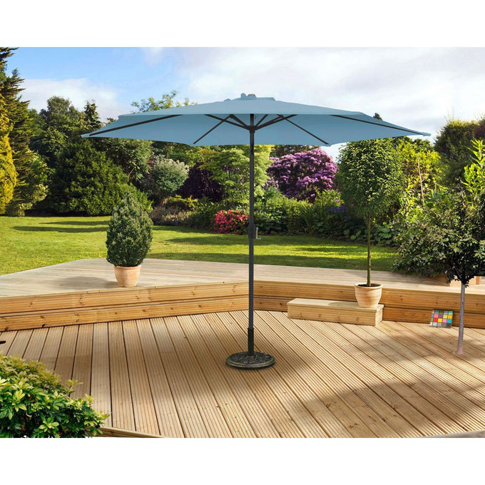 Blue 3m Aluminum Parasol with Crank and Tilt, UPF30+, Water Resistant, 6 Steel Ribs, 2.25m Height – Keans Claremorris