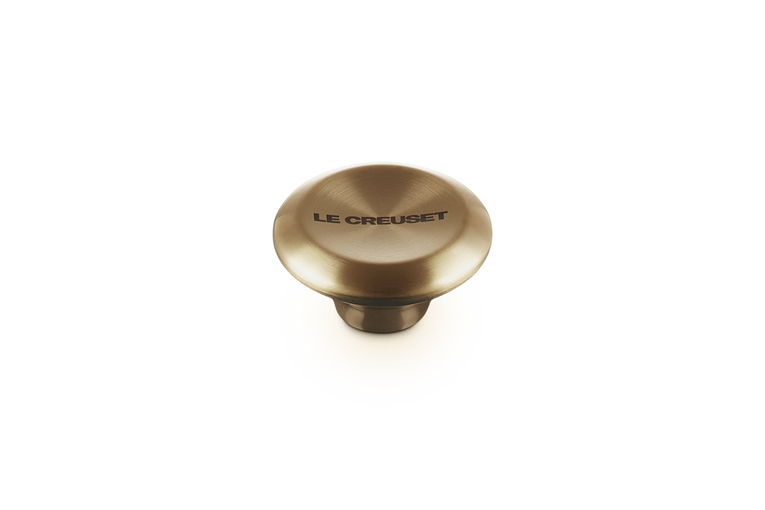 Le Creuset 47mm Light Gold Stainless Steel Knob, oven-safe, ergonomic grip for cast iron cookware – Keans Claremorris