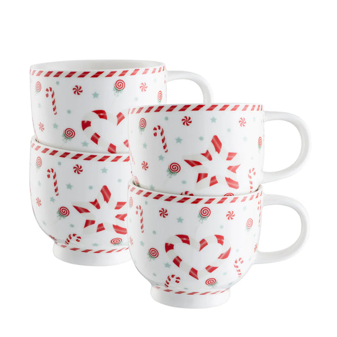 Belleek Living Peppermint Party Set – 4 Footed Mugs - Image 1