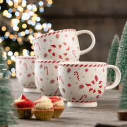 Belleek Living Peppermint Party Set – 4 Footed Mugs