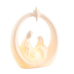 Belleek Nativity LED light decoration, elegant holiday display, available at Keans Claremorris store.