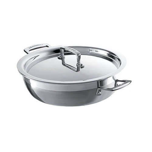Le Creuset 24cm 3-ply stainless steel shallow casserole, even heat, ideal for searing, available at Keans Claremorris.