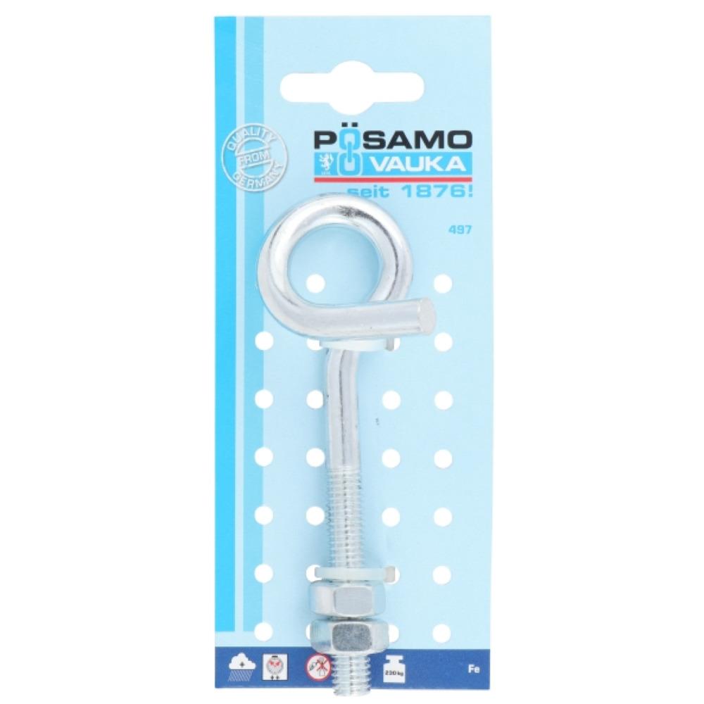 Posamo M8 8x120 steel ceiling hook with zinc-plated wood thread and spiral end, from Keans Claremorris.