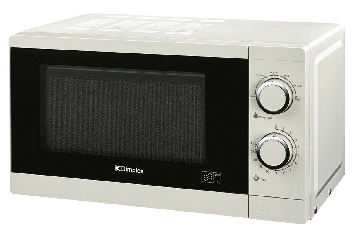 Dimplex 20L White Microwave 800W with graphite interior, 6 power levels, manual controls – Keans Claremorris