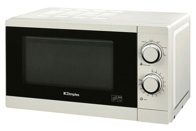 Dimplex 20L White Microwave 800W with graphite interior, 6 power levels, manual controls – Keans Claremorris