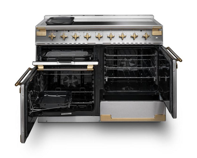 Rangemaster Elise 110cm Induction Black Edition Antique Brass Trim - Image 4