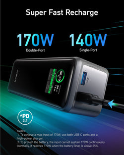 Anker Prime 27650mAh 250W Power Bank with Smart Display, 140W Type-C Cable - Keans Claremorris