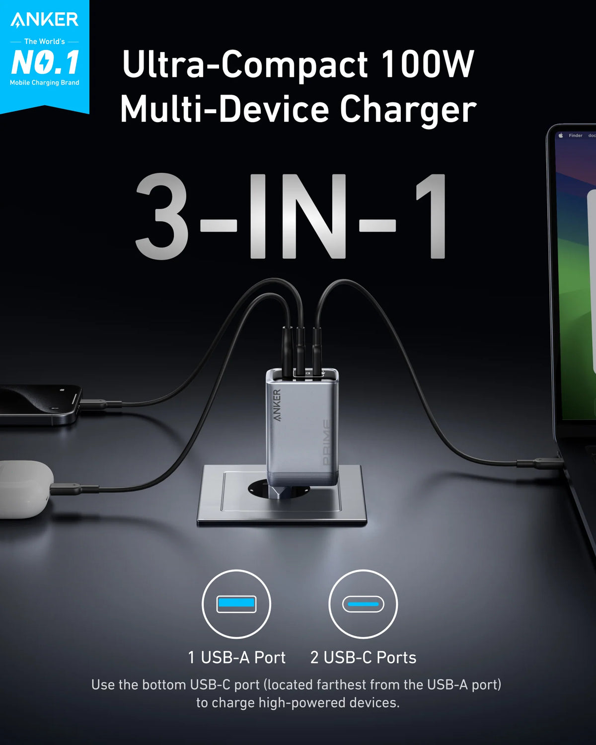 Anker 100 Watt Gan Prime Wall Charger | A2688241 - Image 2
